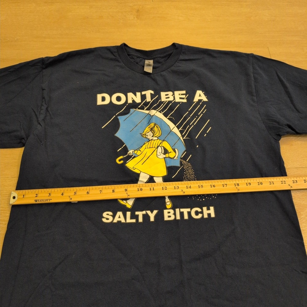 Dont Be A Salty B*tch Navy Blue Graphic T-Shirt Adult XL Morton Salt Parody - Picture 5 of 6